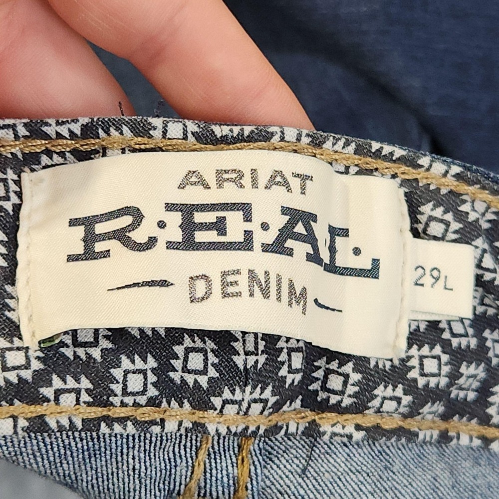 Ariat REAL Denim Jeans Womens 29L Medium Blue Mid Rise Bootcut Western Stretch - Picture 3 of 10